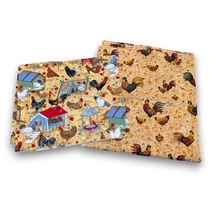 1.7 yd Chicken Coop Quilting Fabric Rustic Farm Cottage Rooster Garden